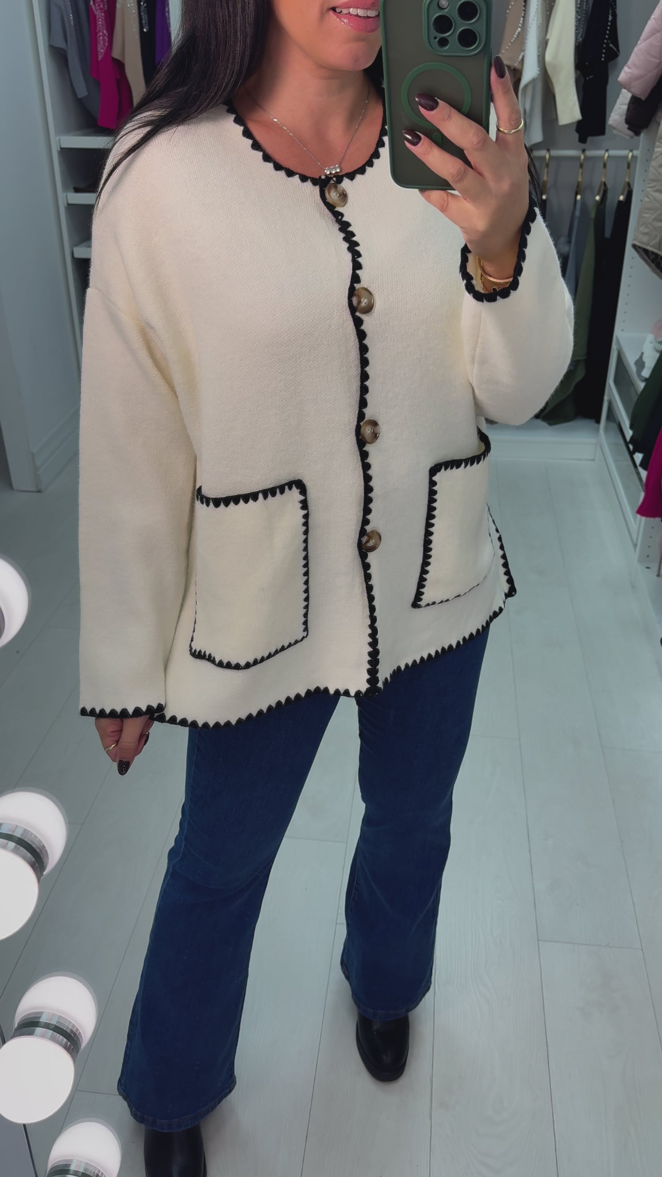 Aryanna Contrast Stitch Cardigan