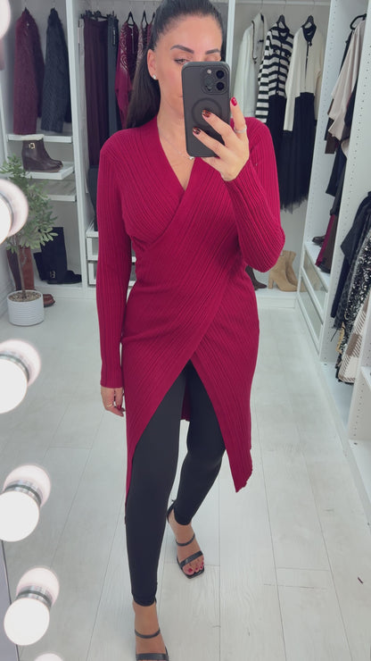 Dayanna Plain Wrap Front Longline Jumper