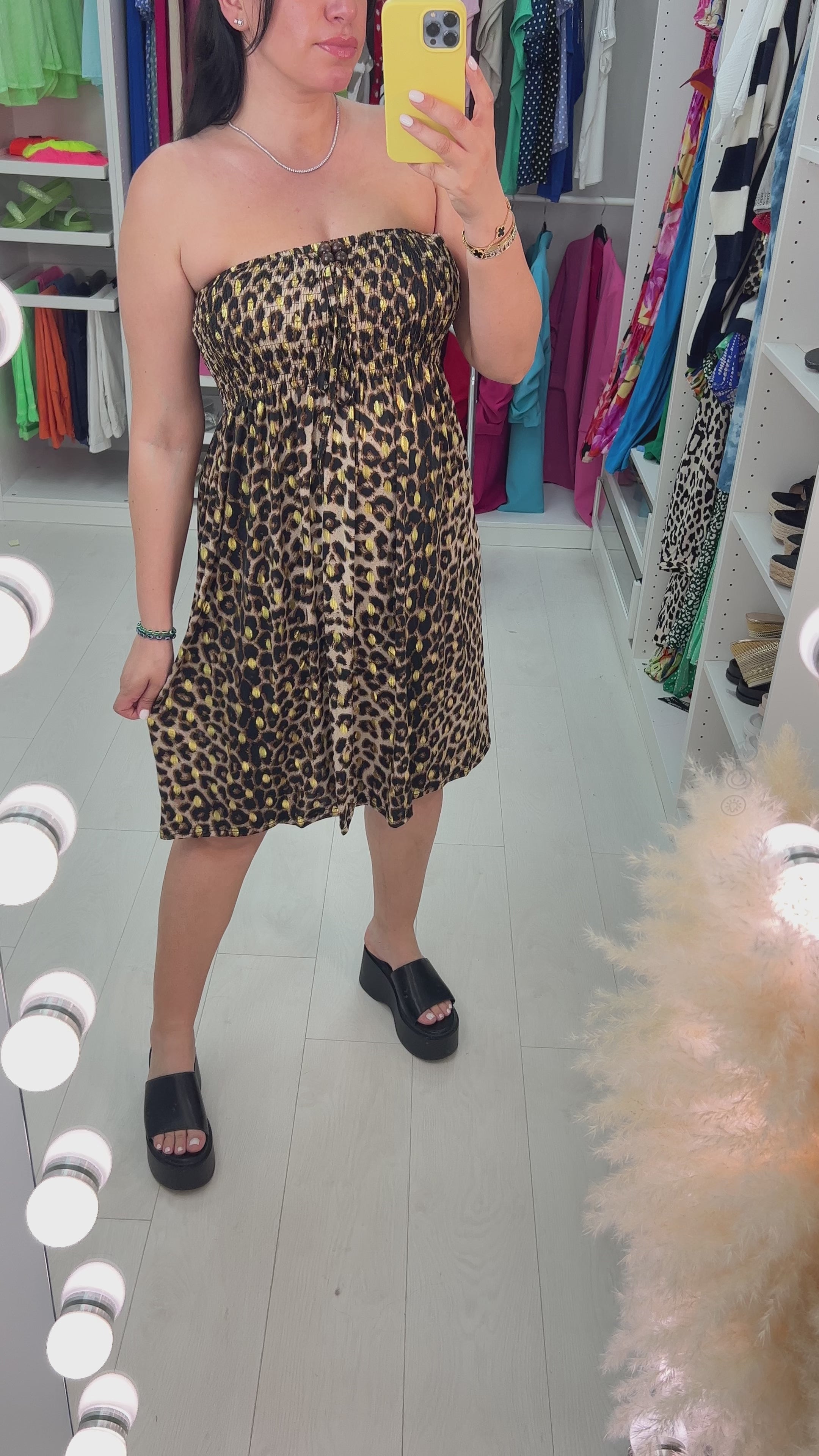 Selvie Leopard Print Elasticated Bust Dress