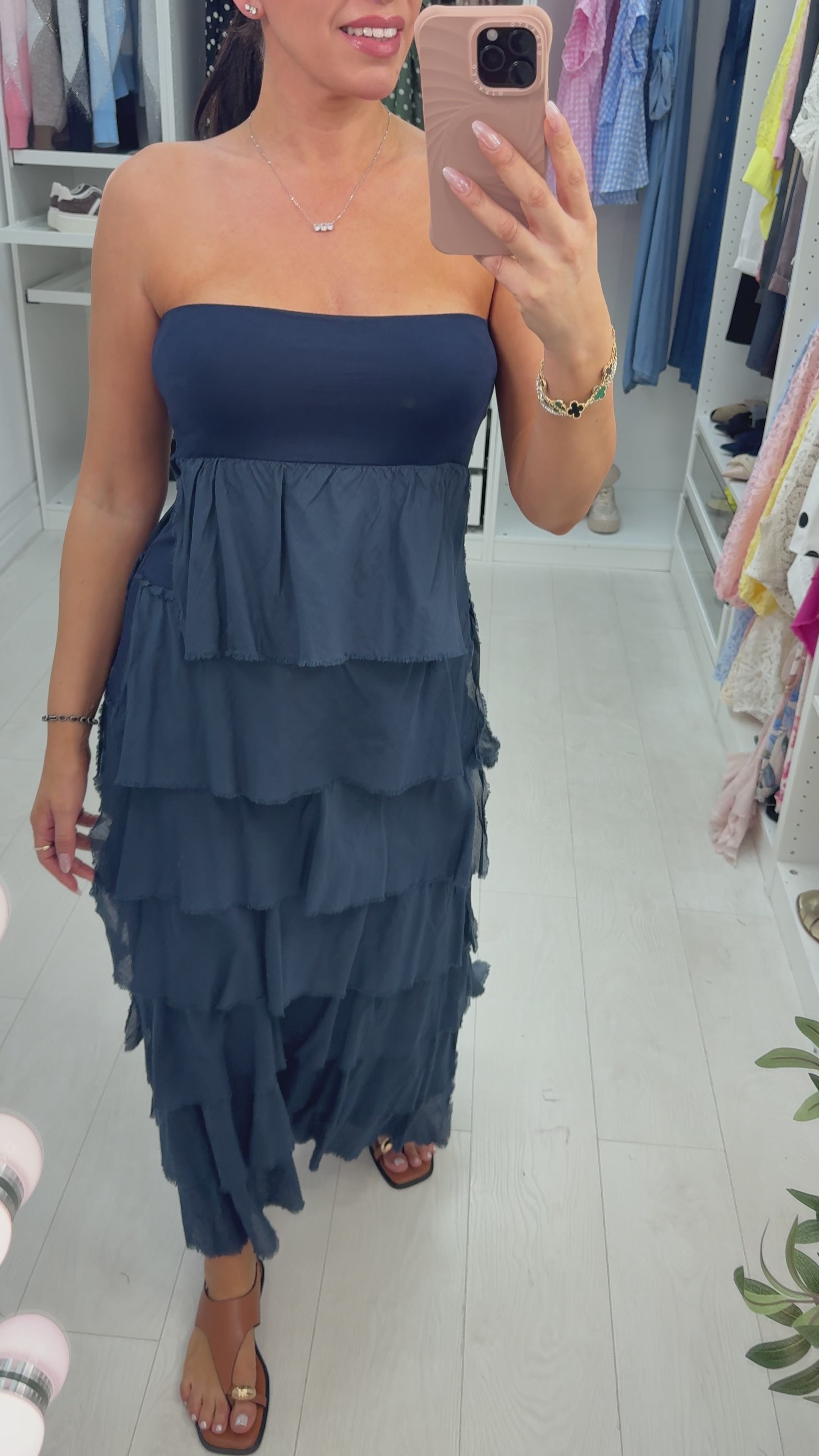 Load video: Martha Layered Bardot Ruffle Dress