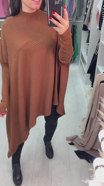 Jimzy Asymmetric High Neck Jumper