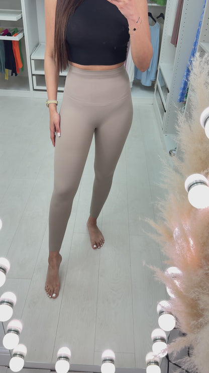 Odella Taupe Plain Soft Stretch Leggings