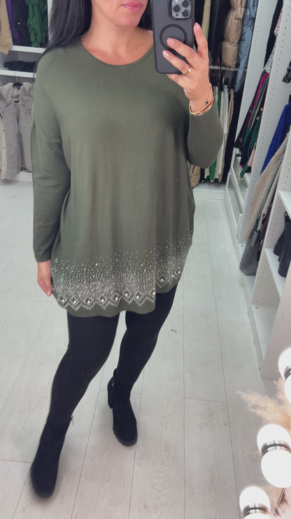 Danla Pearl & Diamante Hem Soft Knit Jumper