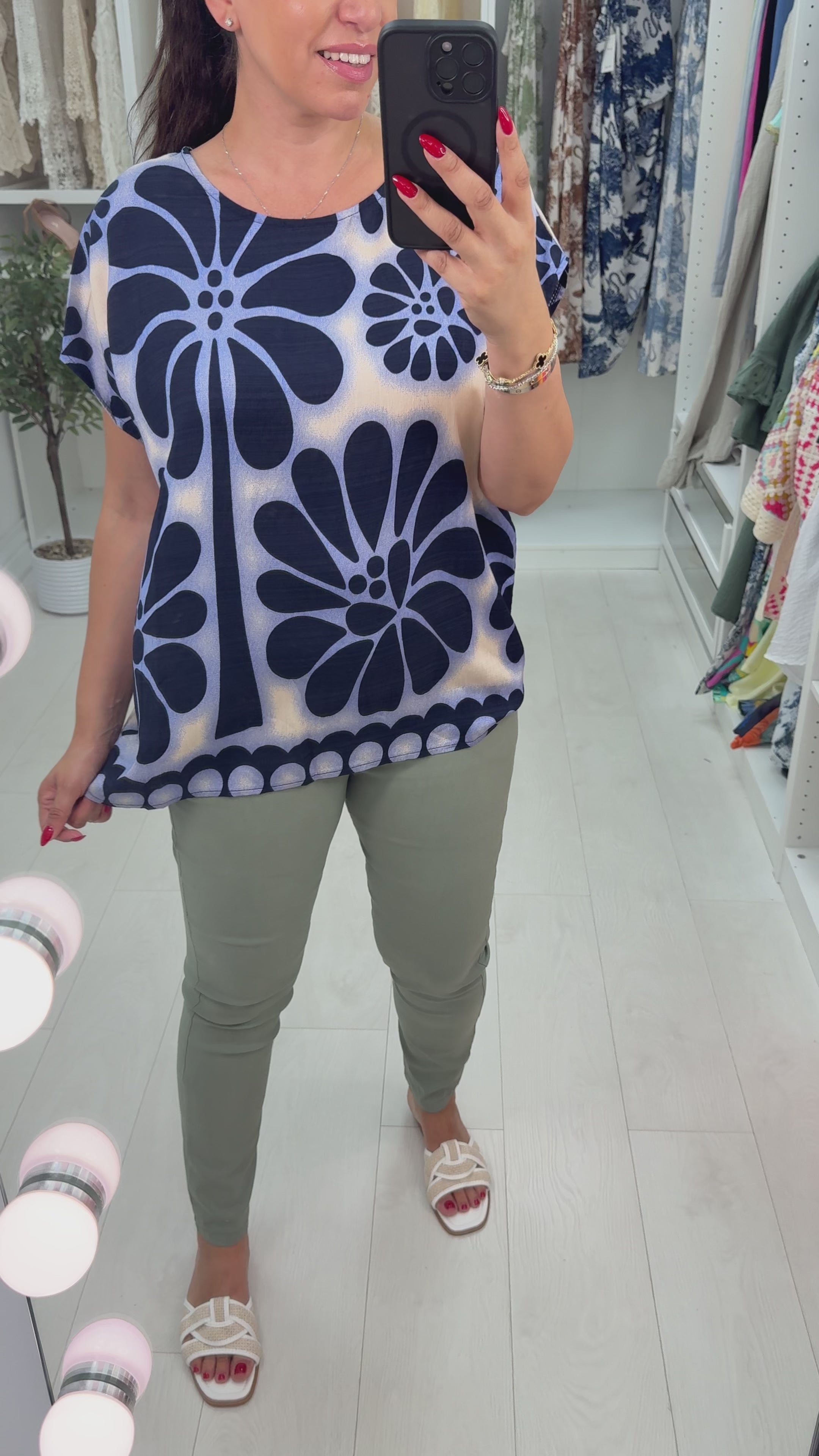 Load video: Martha Floral Print Loose Fit Top