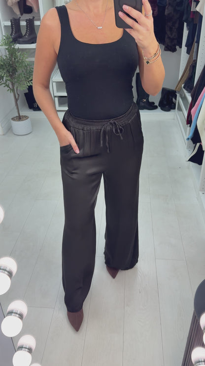 Hope Elasticated Plain Satin Trousers