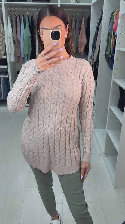 Genesis Curved Hem Cable Knit Jumper