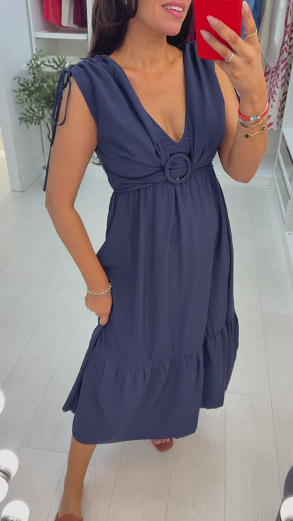 Jinnie Plain Deep V Neck Floaty Dress