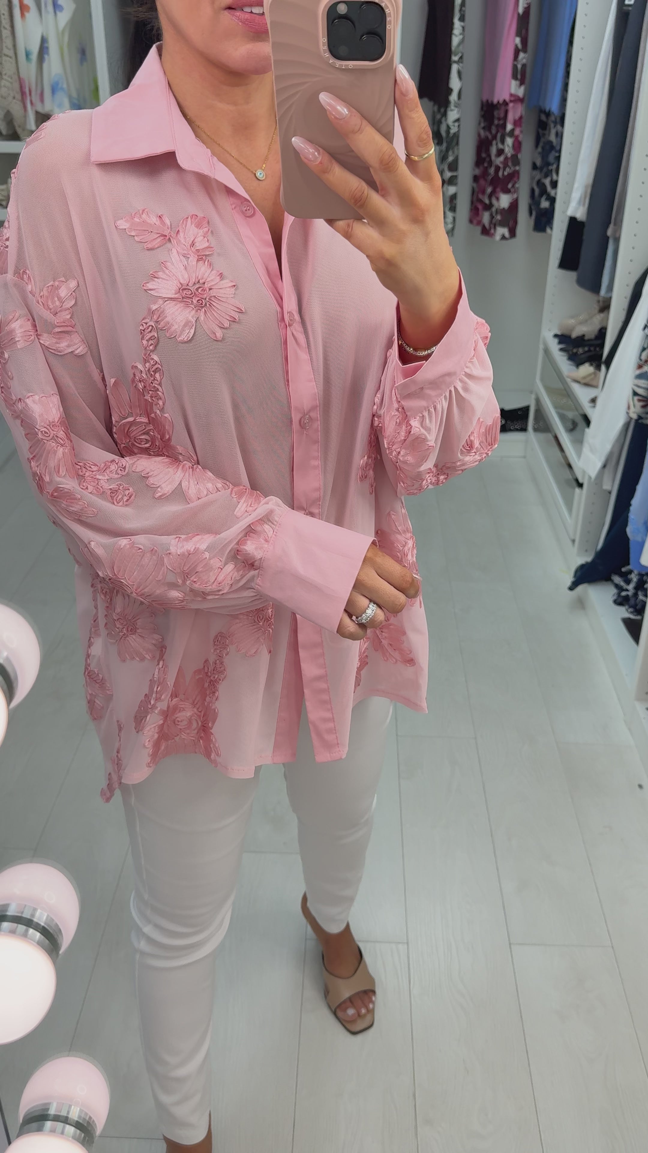 Load video: Claudia Embroidered Floral Loose Fit Blouse