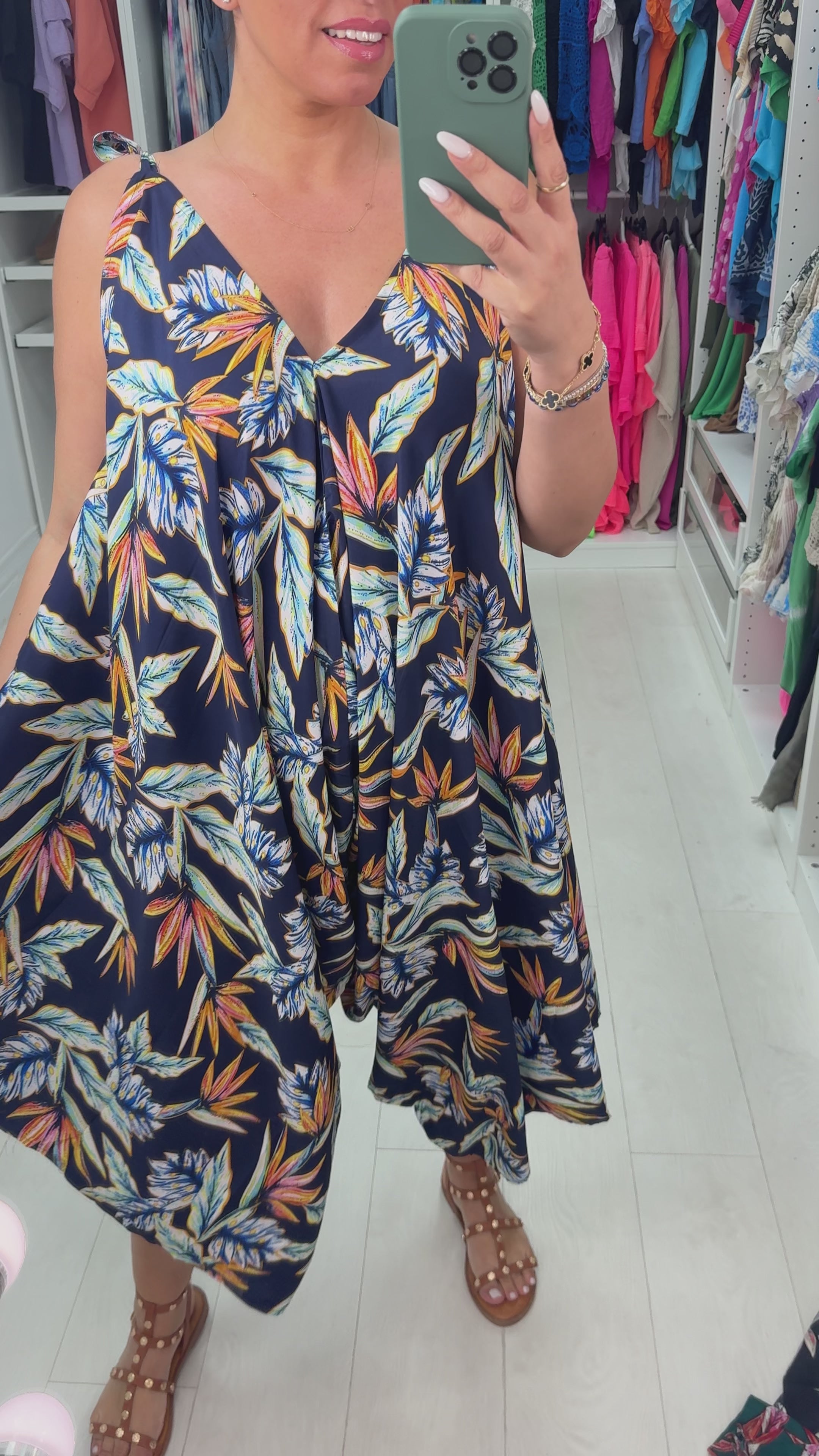 Brianne Leaf Print Loose Fit Harem Jumpsuit