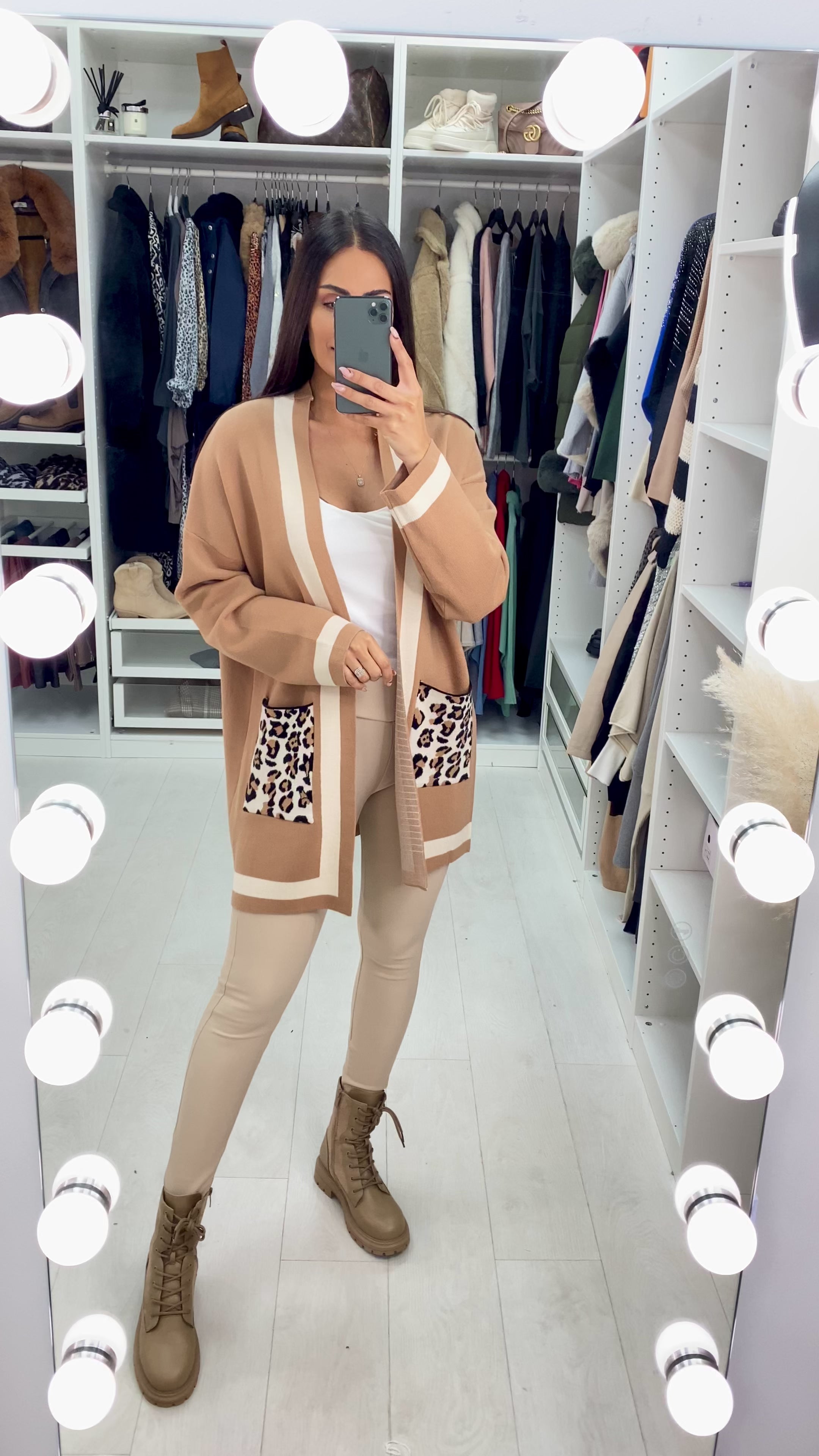 Gabri Leopard Print Deep Pocket Cardigan