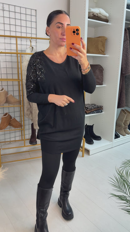 Mireya Embellished Shoulder Longline Jumper