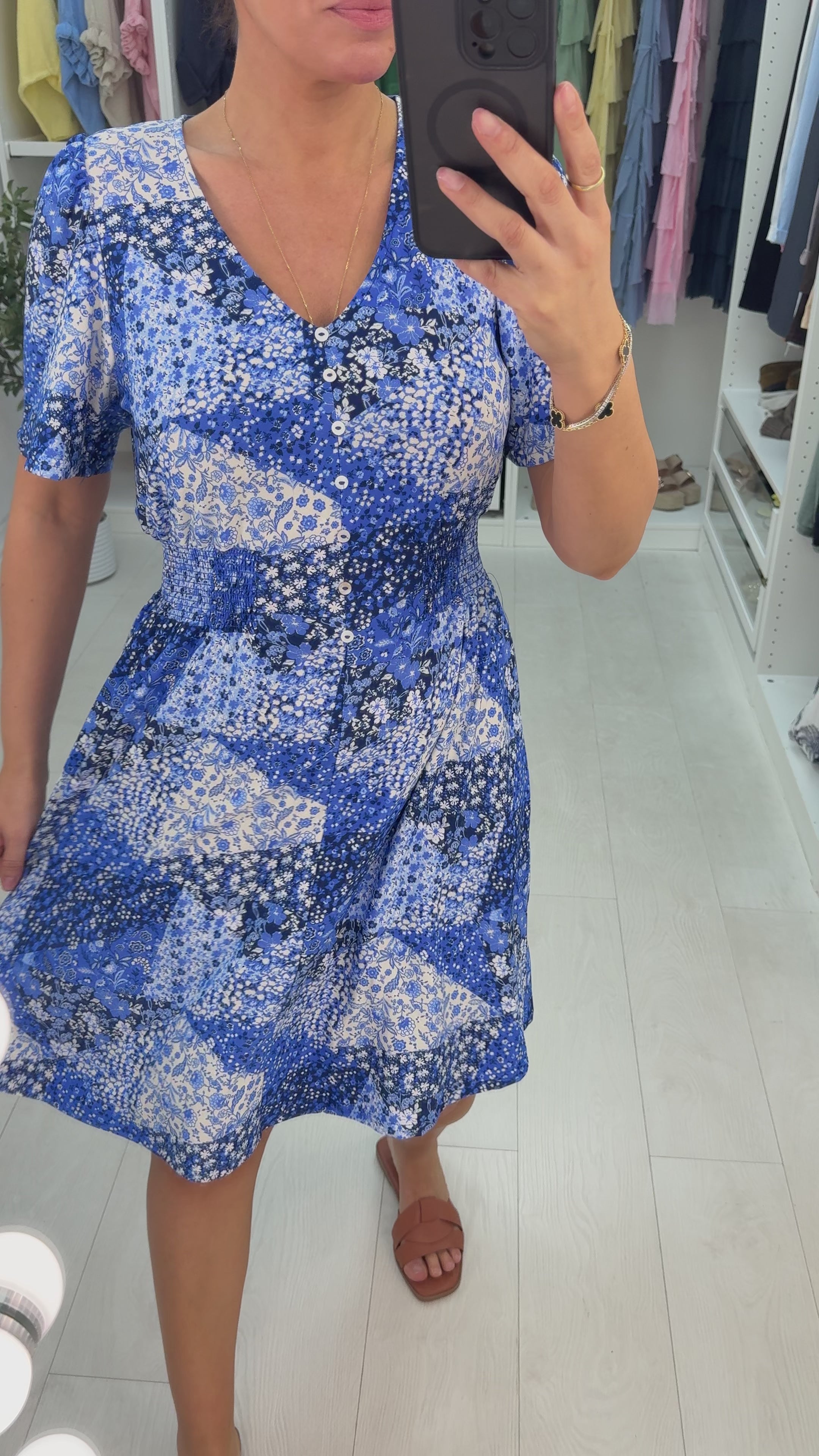 Load video: Alexia Floral Pattern Short Sleeve Magic Dress