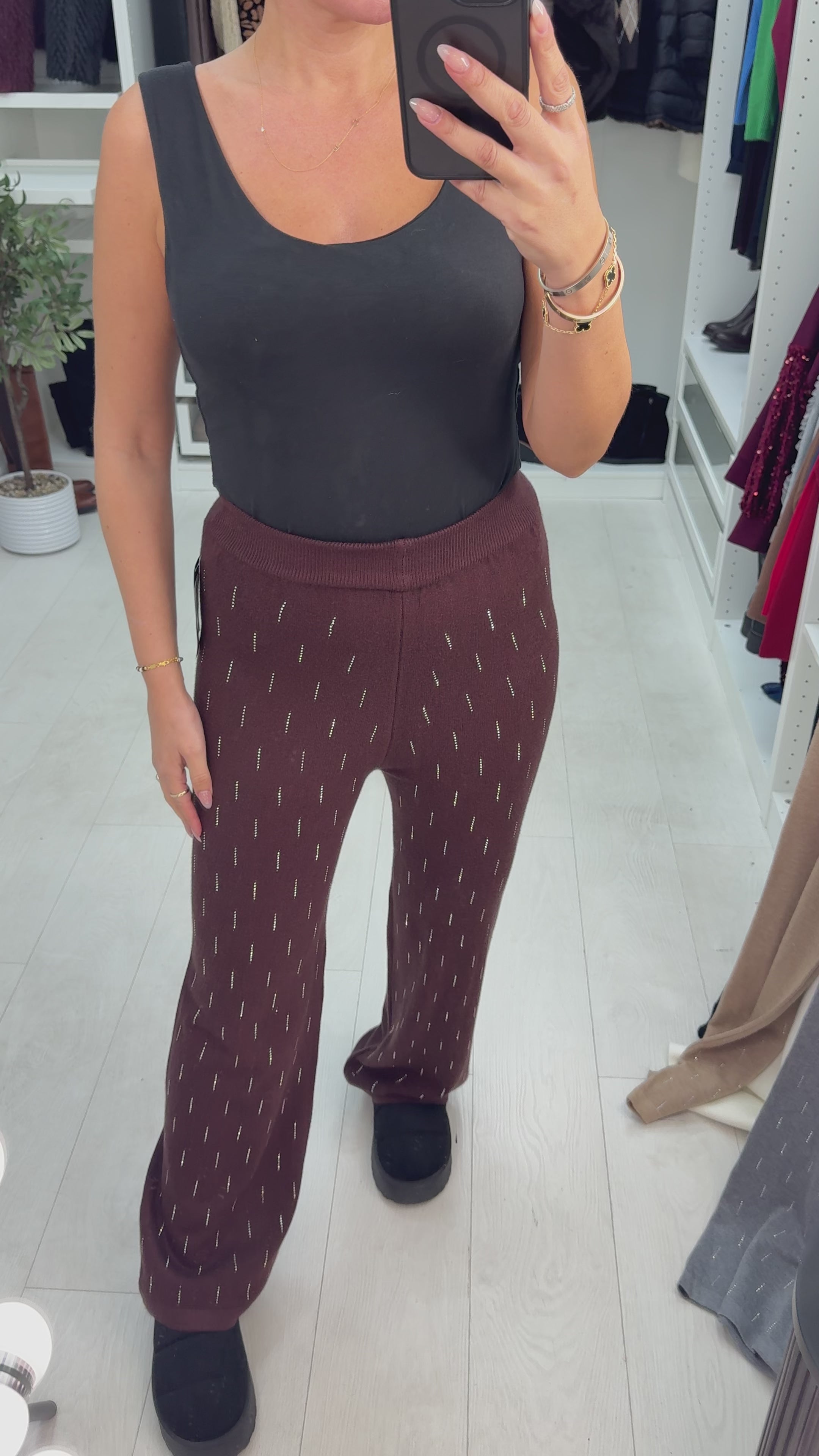 Hesper Diamante Detail Knitted Straight Leg Trousers