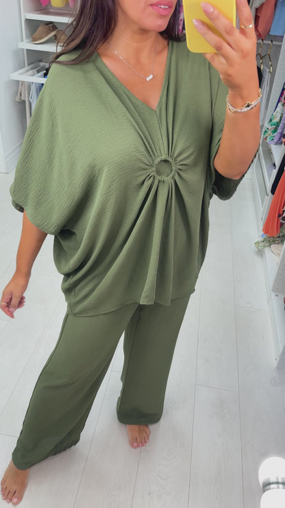 Azalea Circle Ruched Plain Co-ord Set