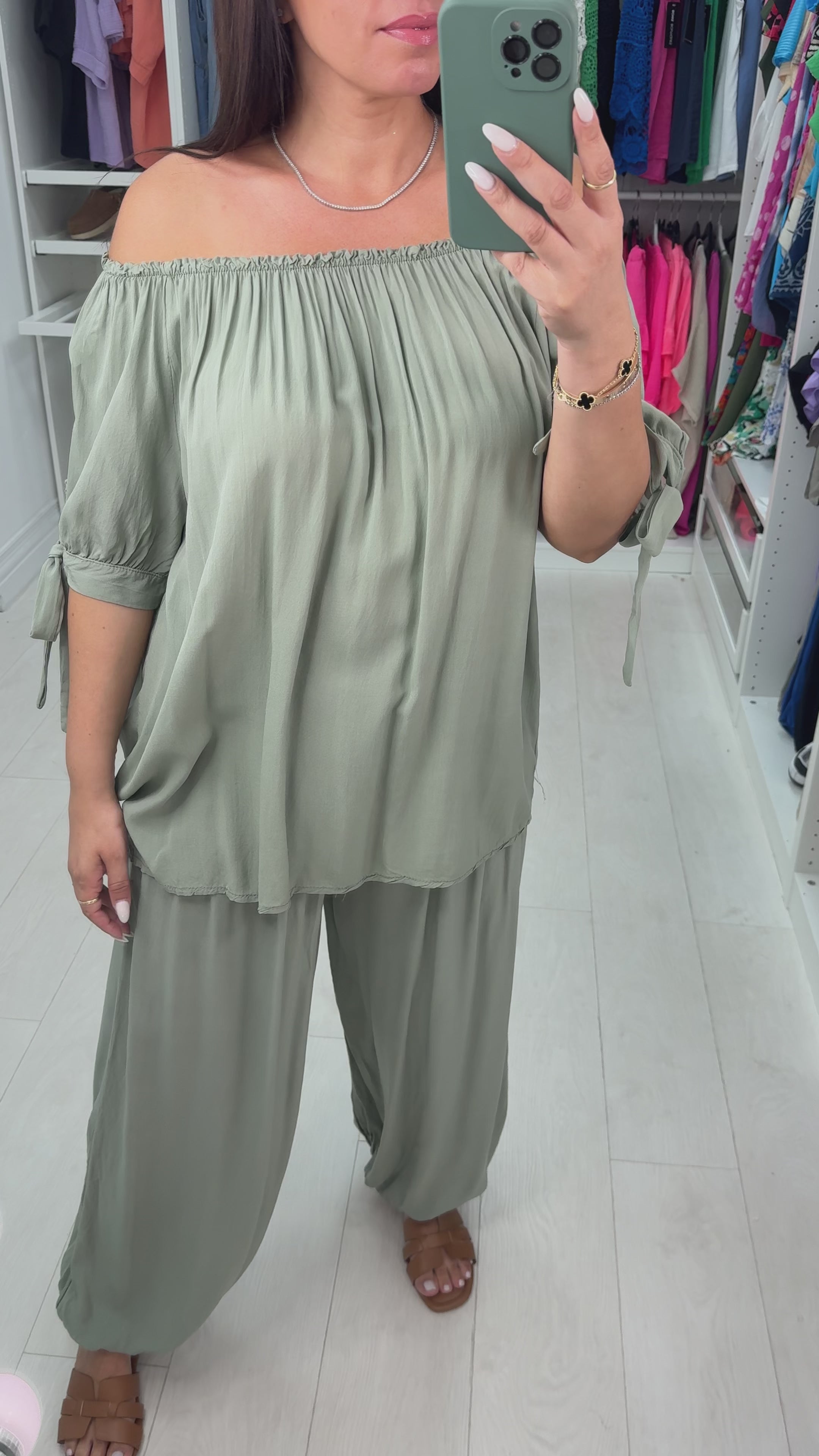 Sapphira Elasticated Tie Shoulder Hareem Co-Ord