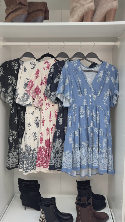 Hartley V Neck Paisley Smock Dress