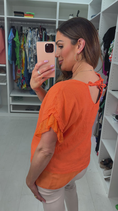 Keira Plain Tie Detail Linen Top