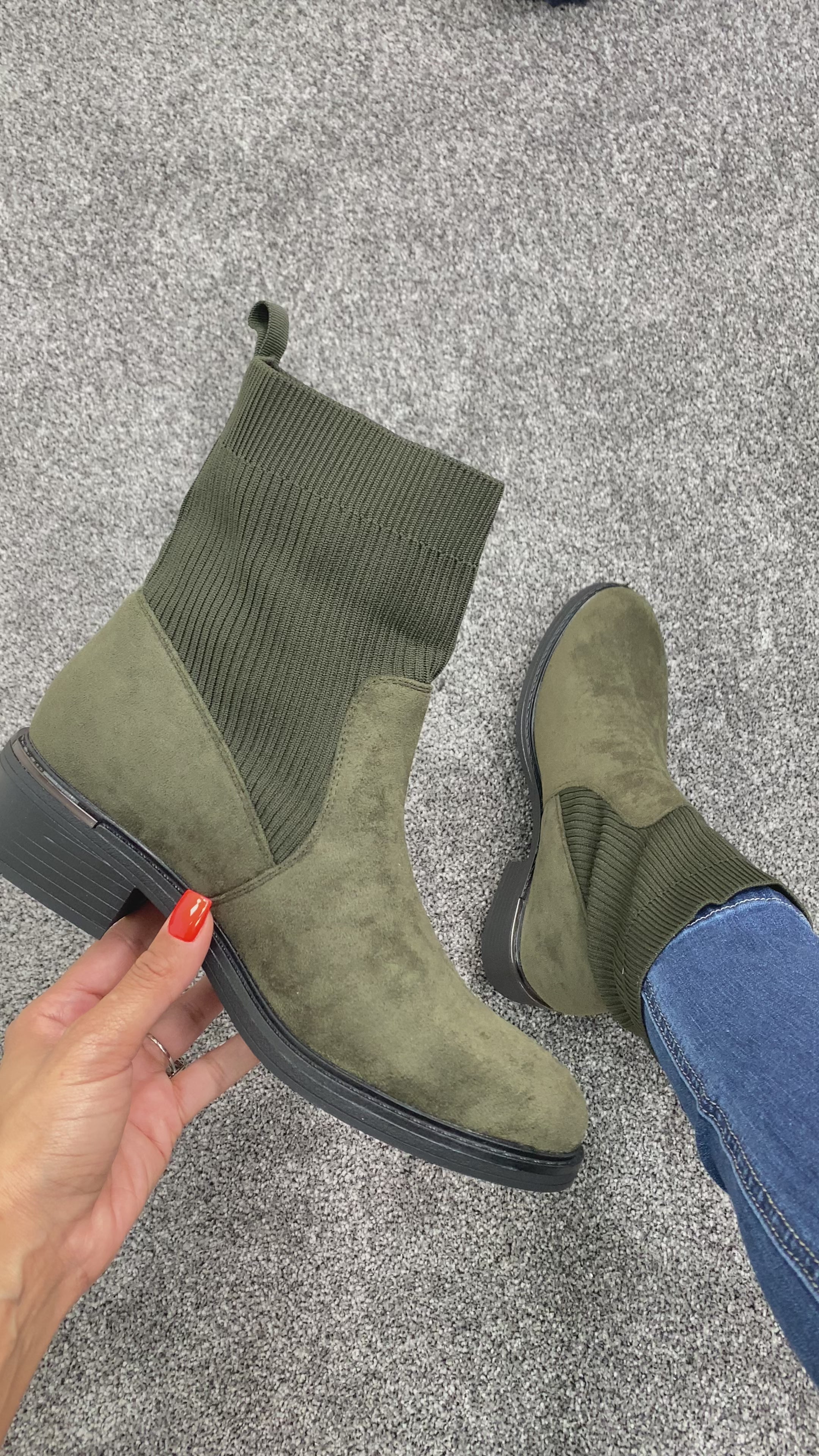 Tucker Suedette Ribbed Stretch Sock Boot