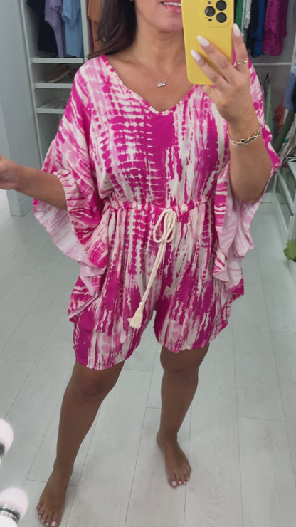 Jenni Batwing Sleeve Abstract Playsuit