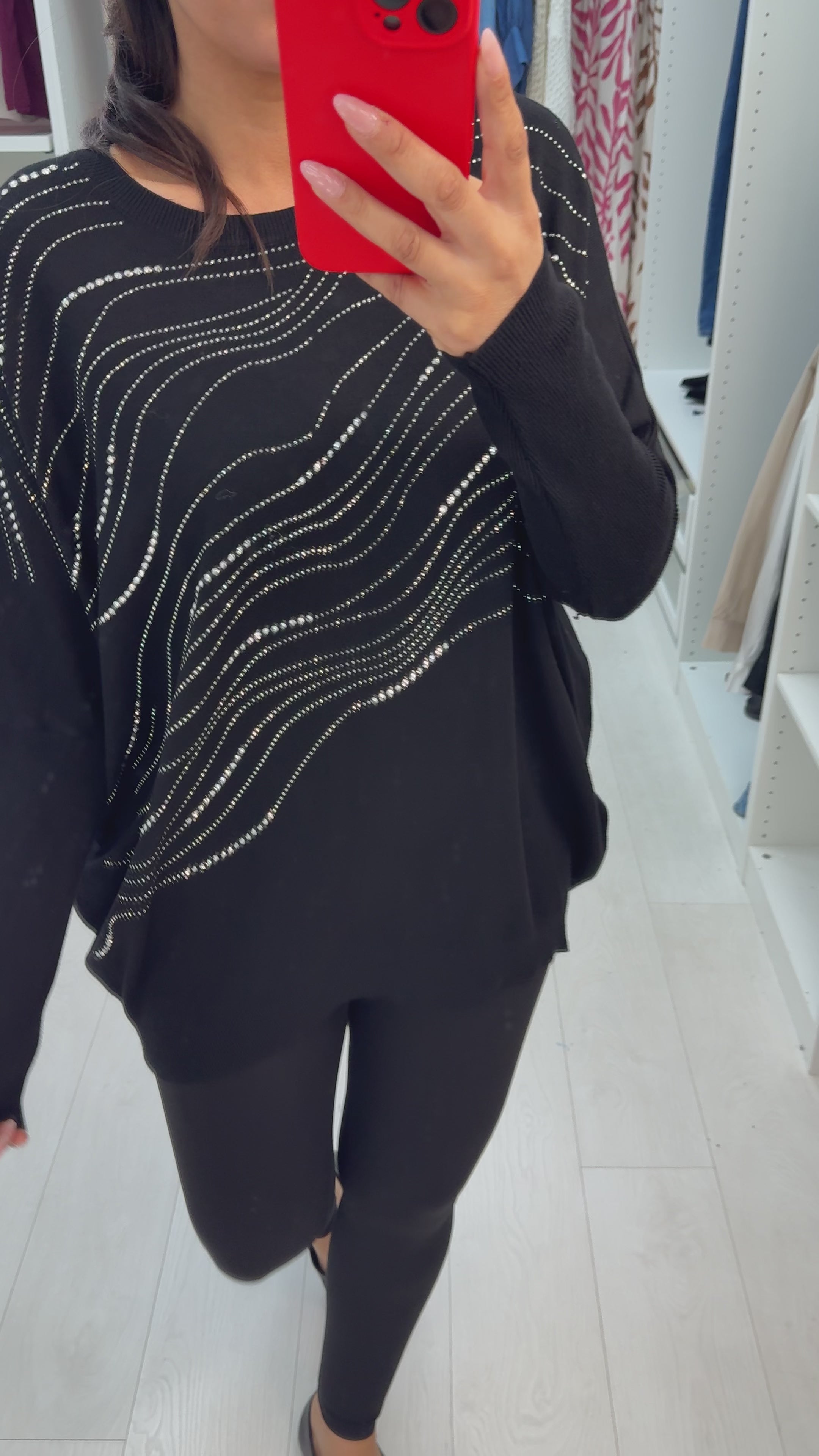 Ulrika Loose Fit Embellished Bat Wing Jumper