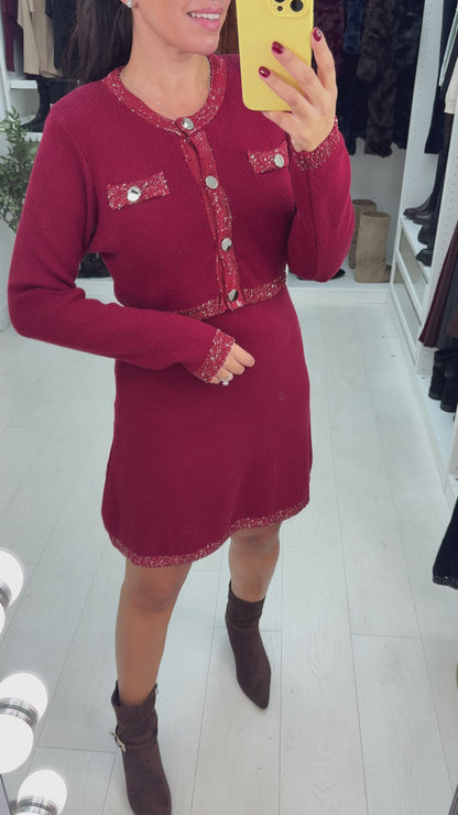 Sonia Ribbed Sequin Hem Detail 2 Piece Dress Co-Ord Set