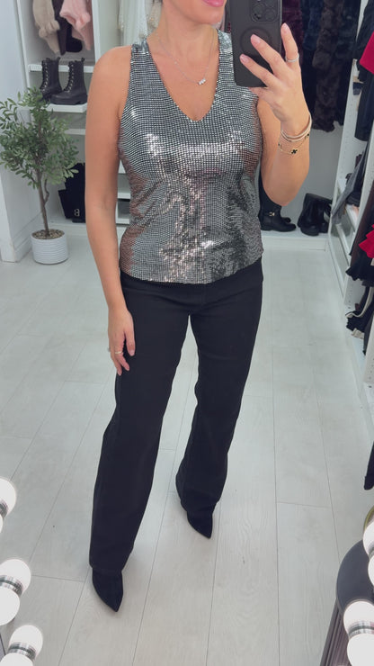 Ivanna Sequin V Neck Cami Top
