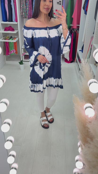 Zeina Tie Dye Bardot Smock Top