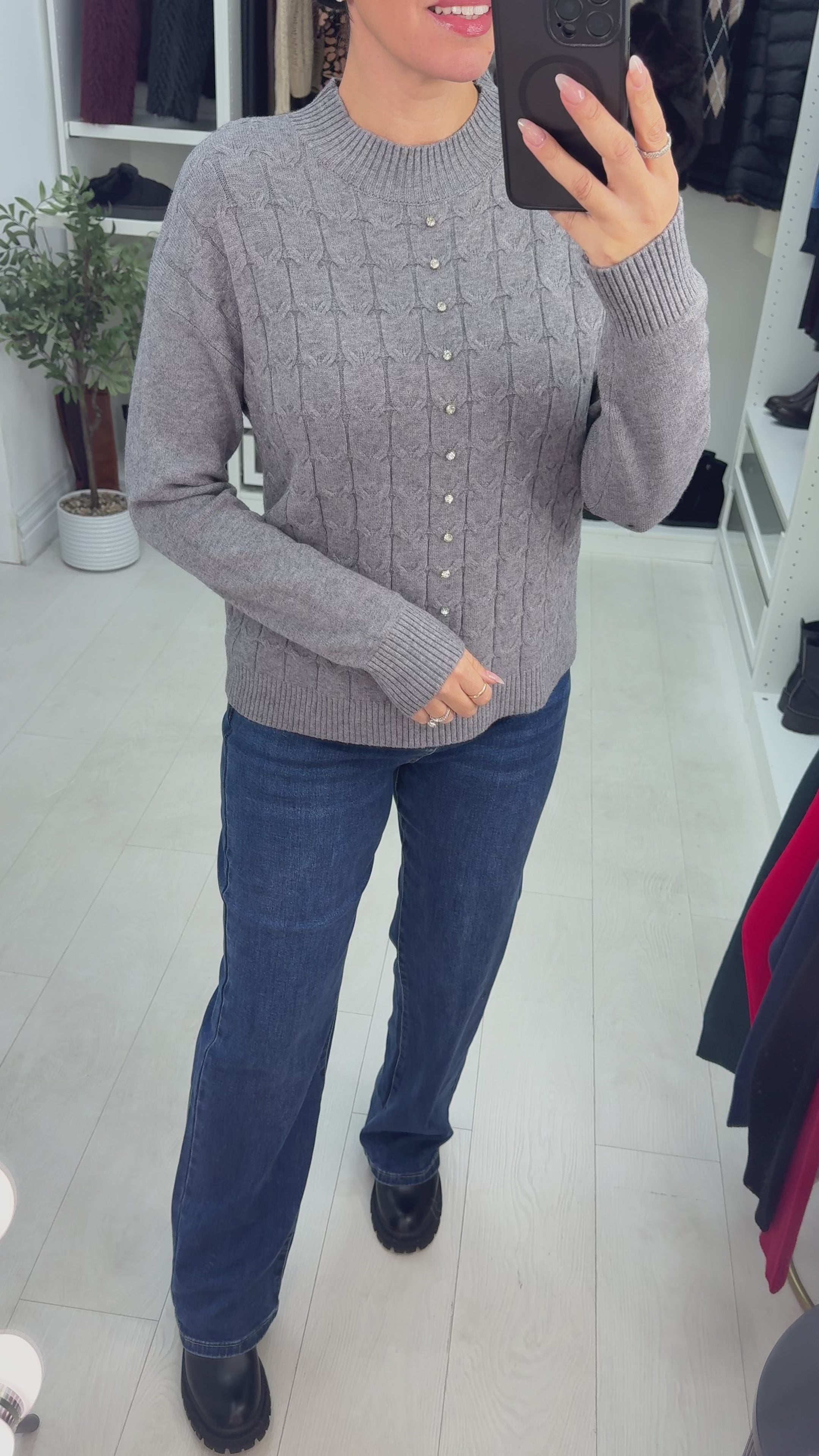 Elsey Plain Diamante Embellished Knit Jumper
