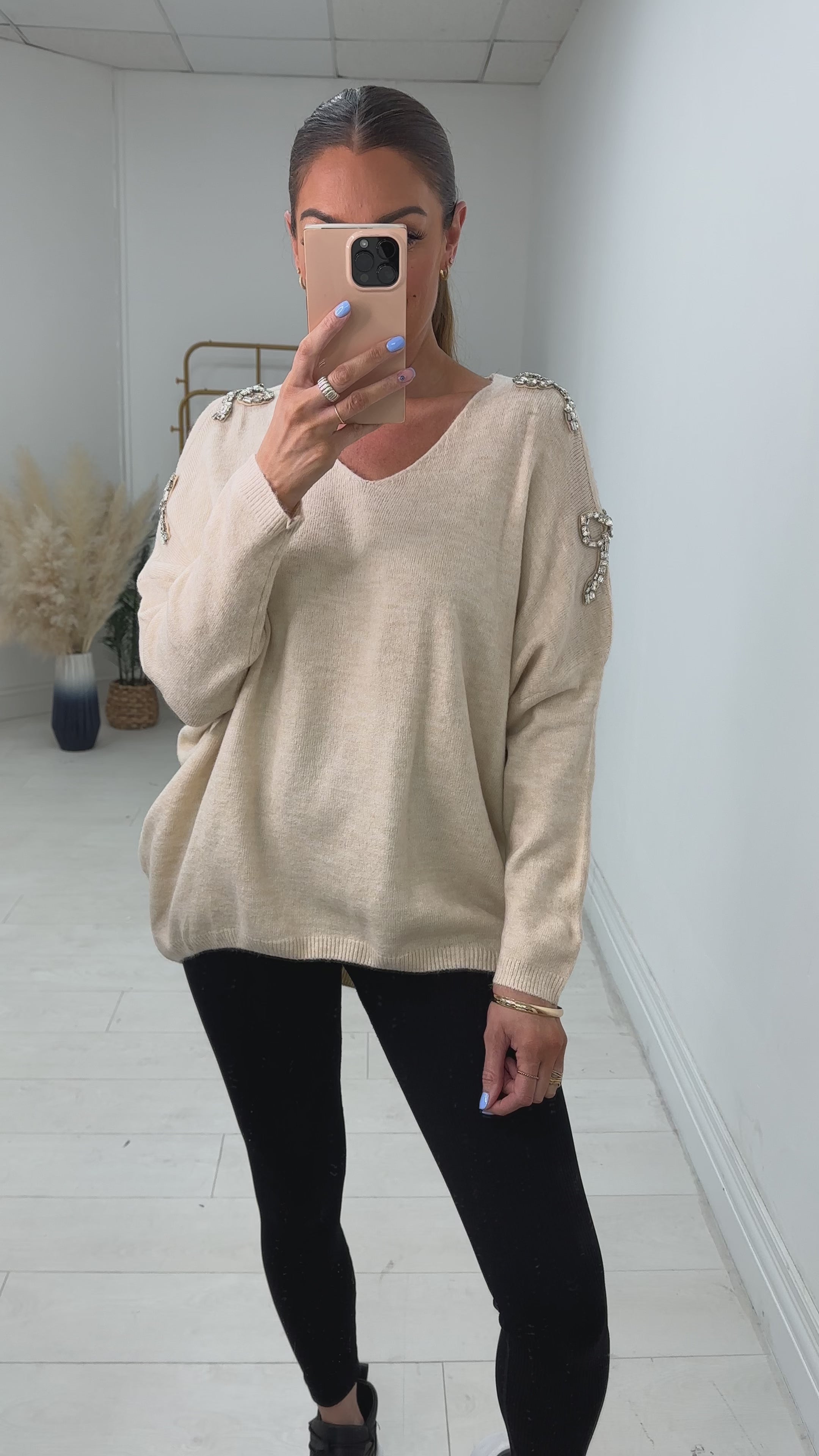 Primrose Gem Bow Detailed Cold Shoulder Jumper