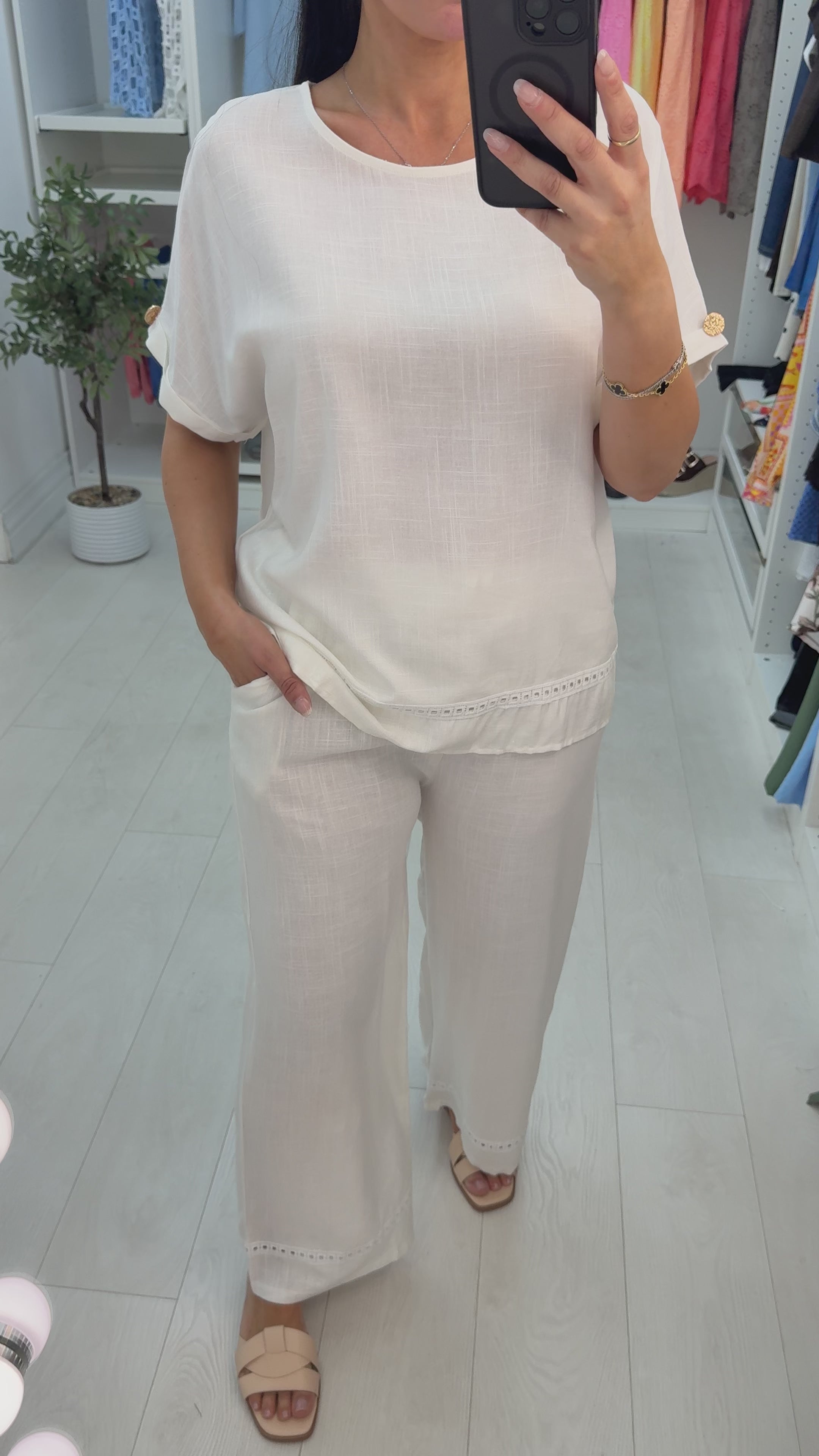Olana Plain Loose Fit Detailed Trim Co-Ord Set