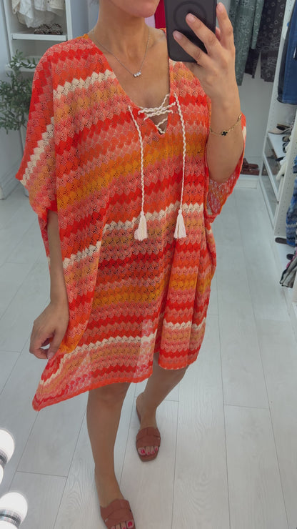 Talise V Neck Loose Fit Crochet Dress