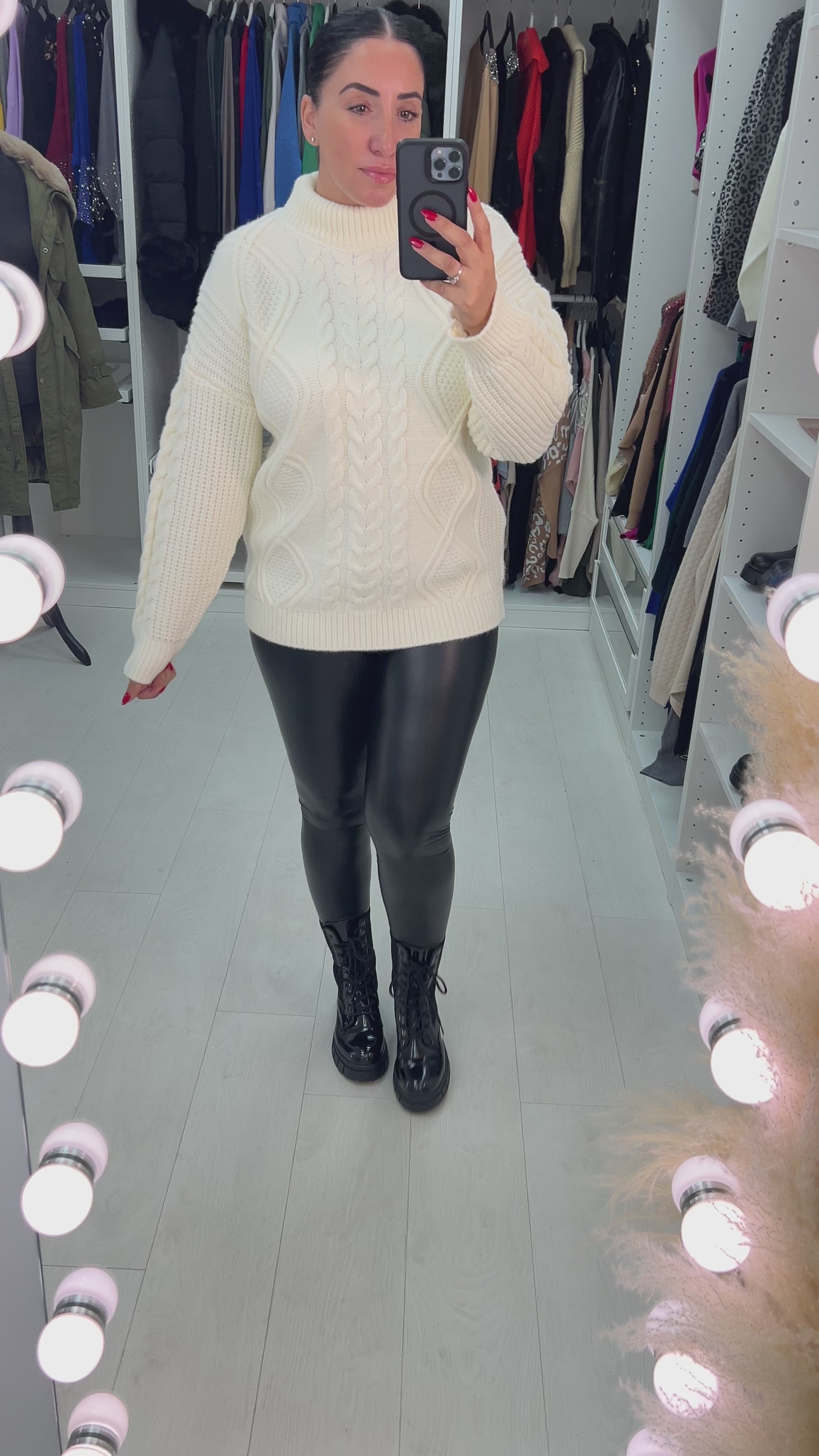 Load video: Emaline Crochet Detail Knit Jumper