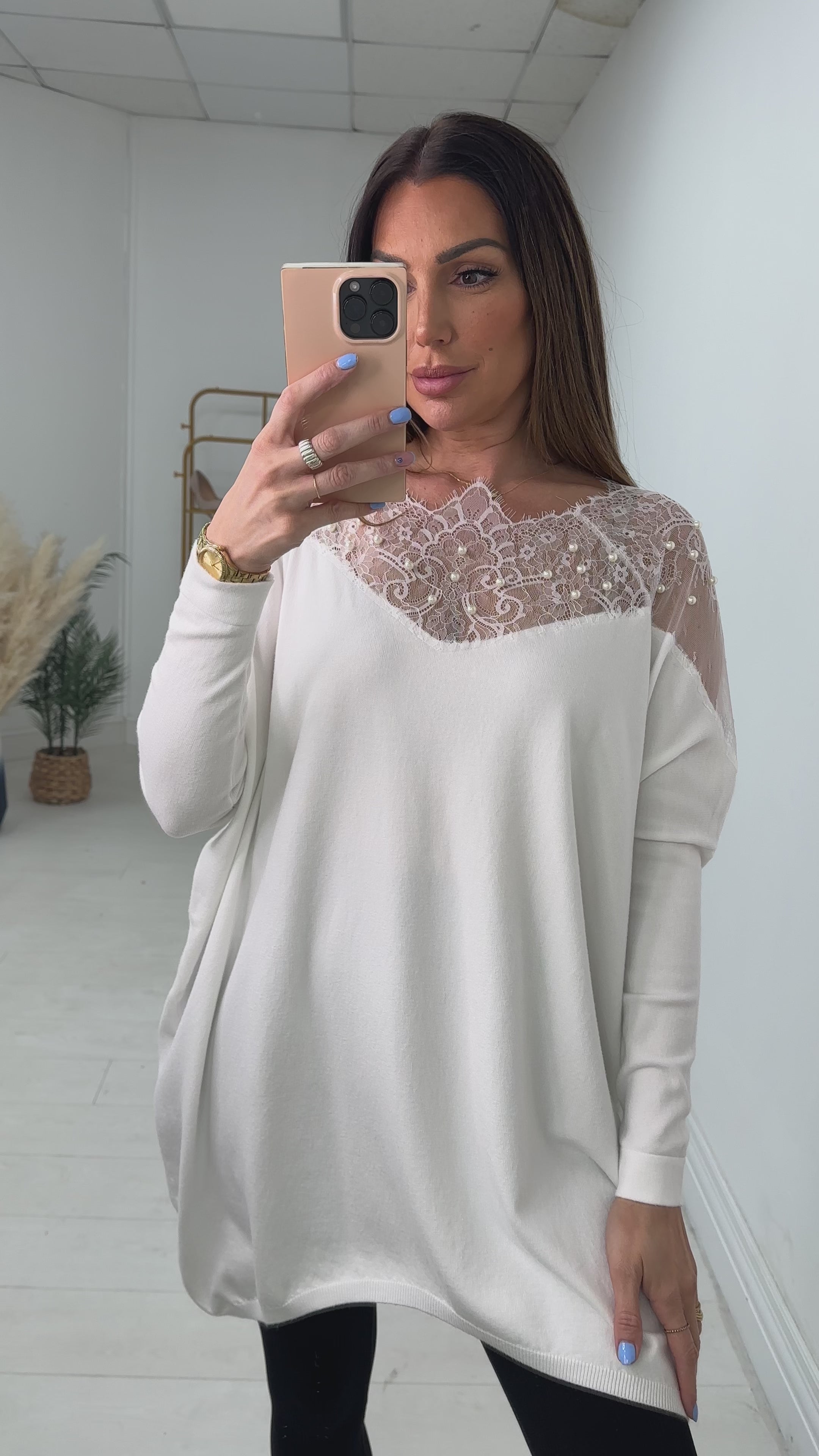 Load video: Sutton Lace Detail Loose Fit Jumper