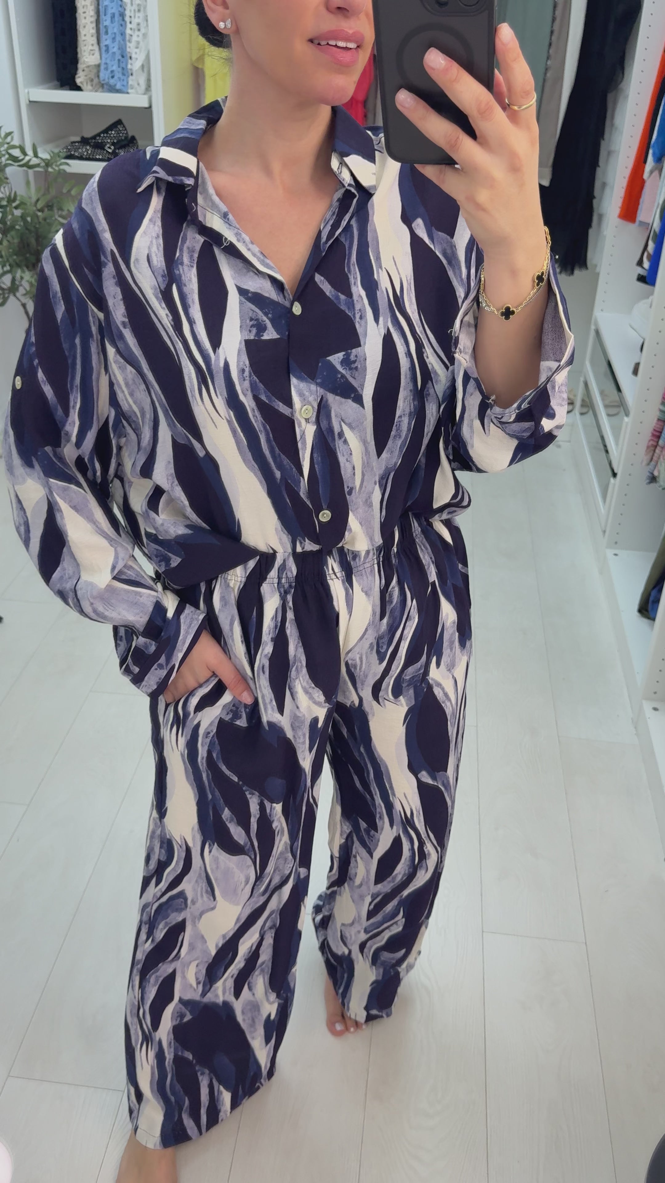 Load video: Dione Abstract Print Loose Fit Co-Ord Set