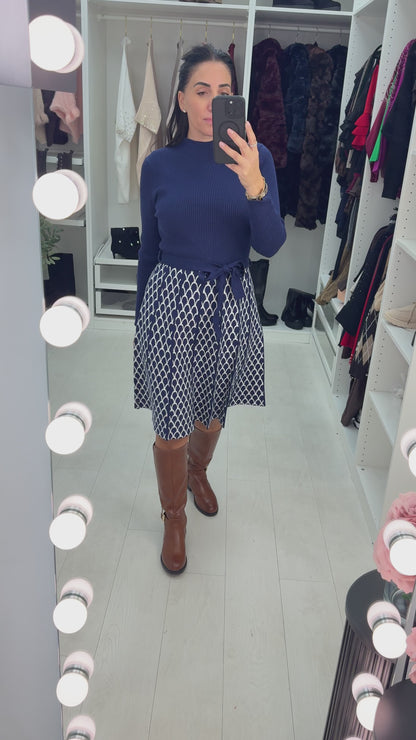 Dora Navy Midi Skater Dress