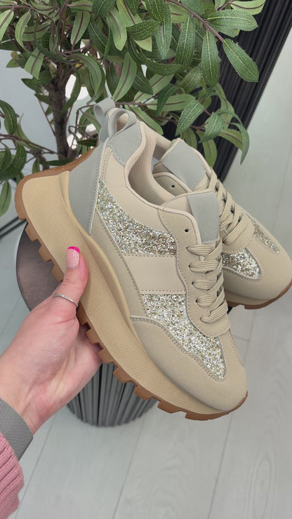 Corrine Glitter Detailed Chunky Sole Trainers