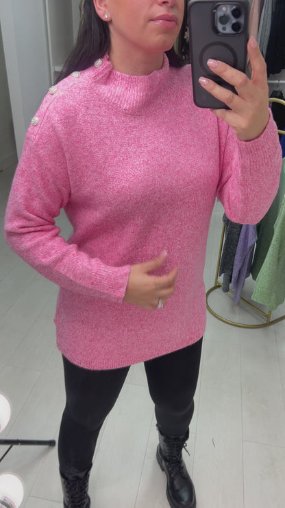 Ziya Diamante Button Detail Knit Jumper