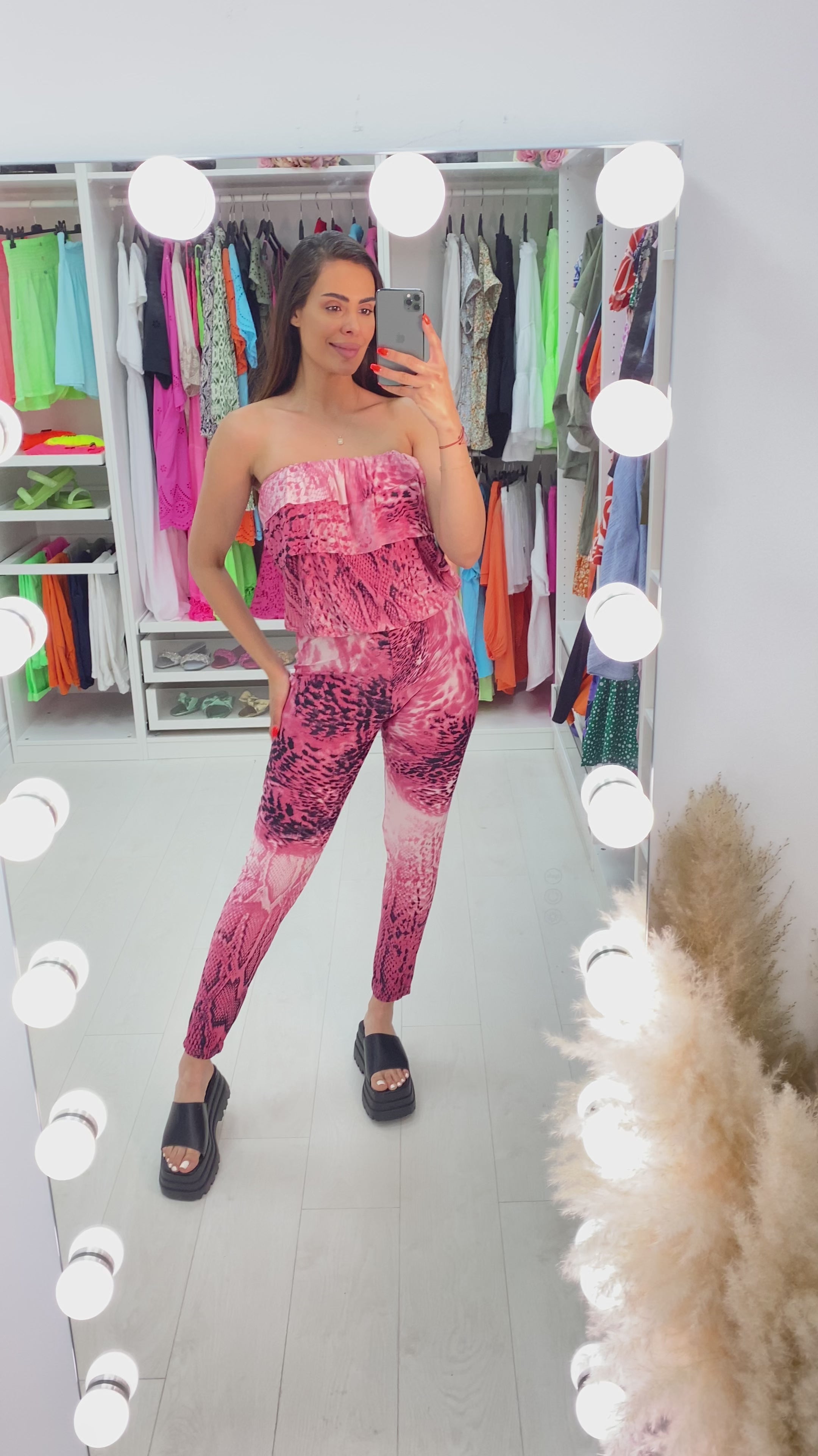 Benson Snake Print Ruffle Bandeau Jumpsuit