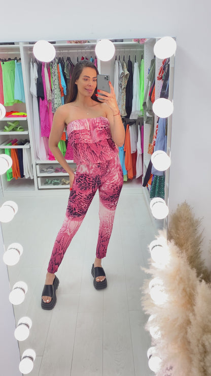 Benson Snake Print Ruffle Bandeau Jumpsuit