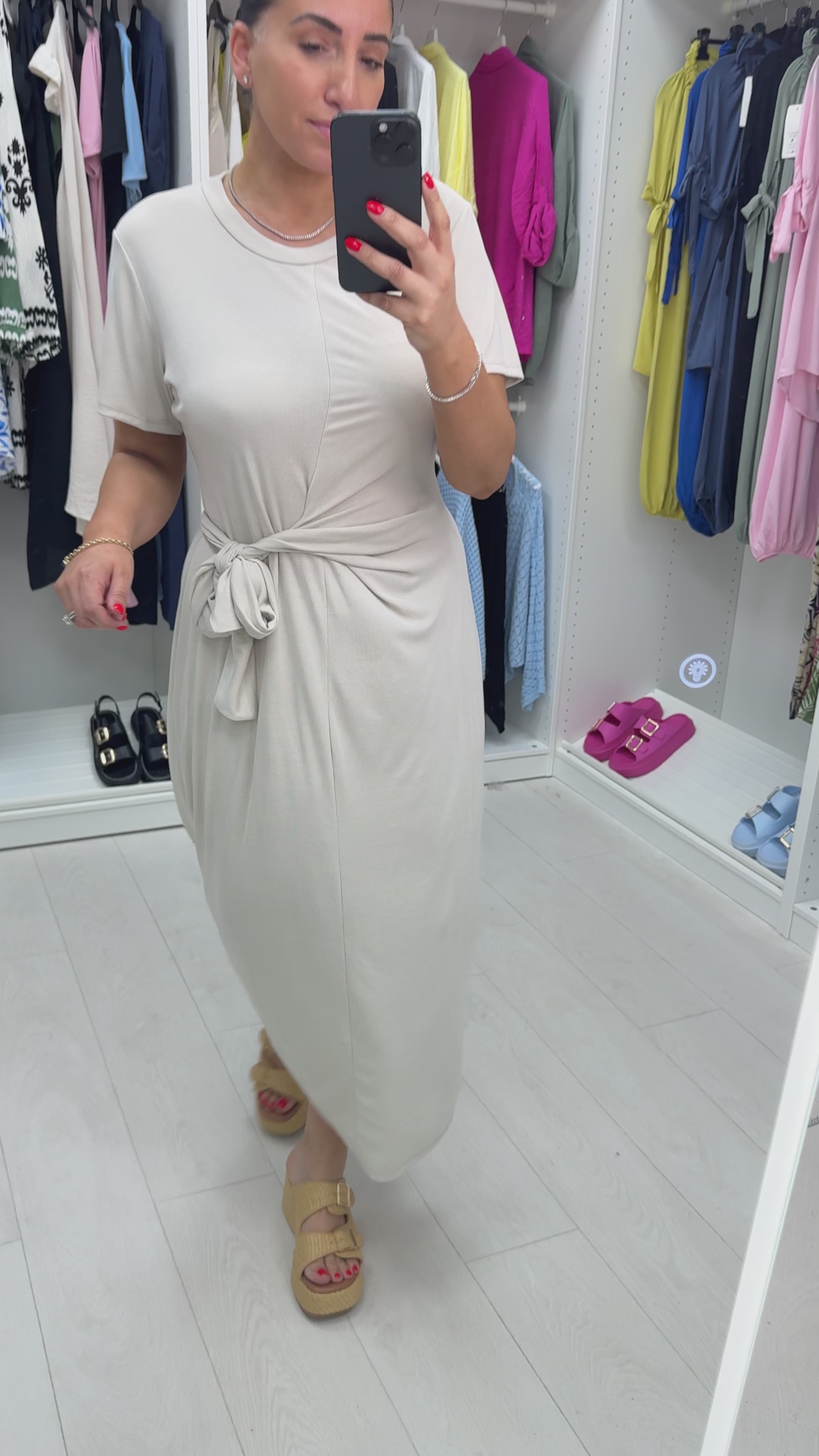 Pia Plain Tie Front Midi Dress