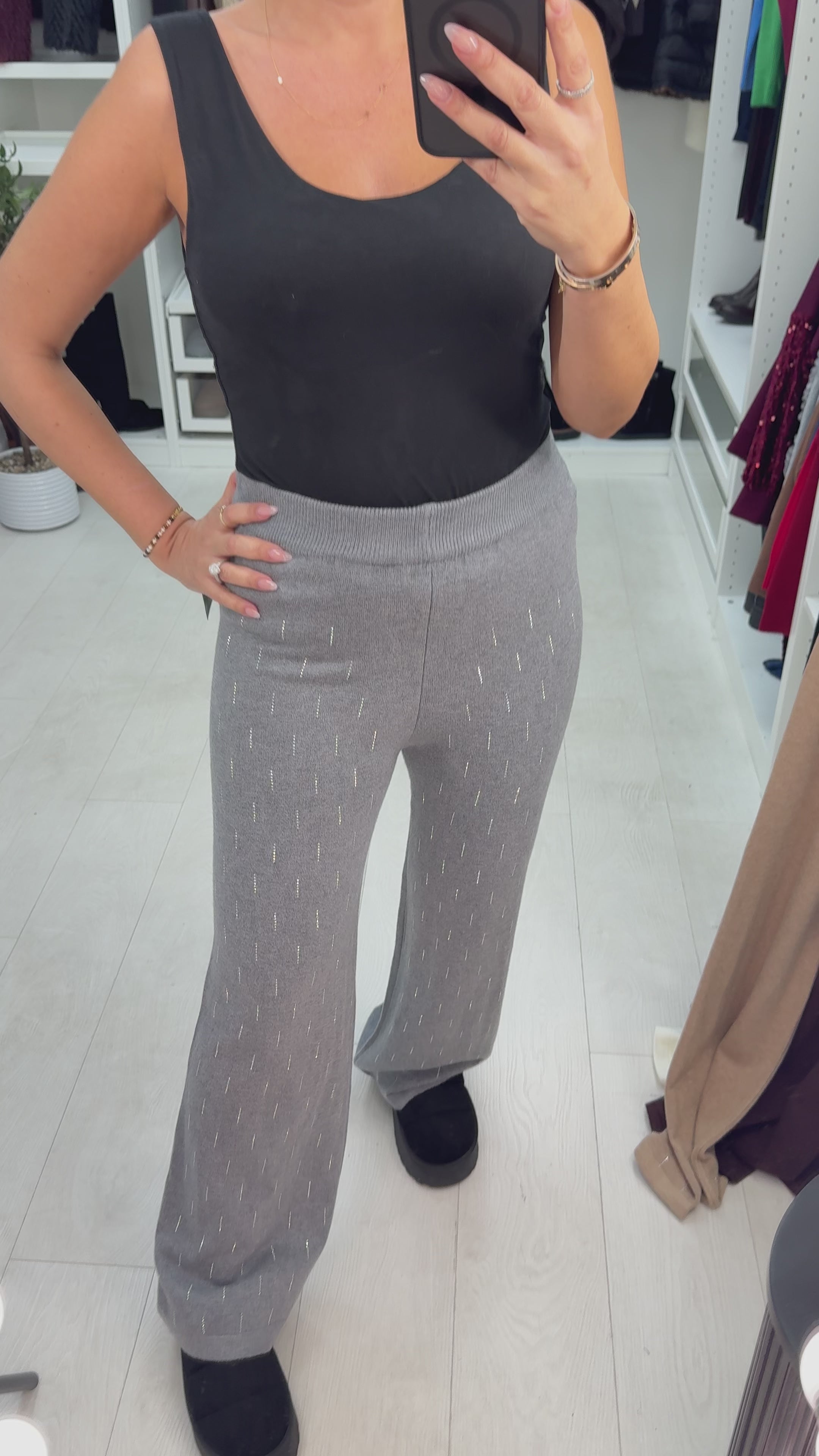 Hesper Diamante Detail Knitted Straight Leg Trousers