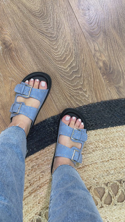 Carluccio Suede Effect Buckle Sandal