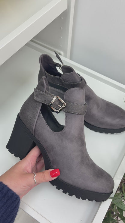 Adora Faux Suede Chunky Heel Ankle Boots