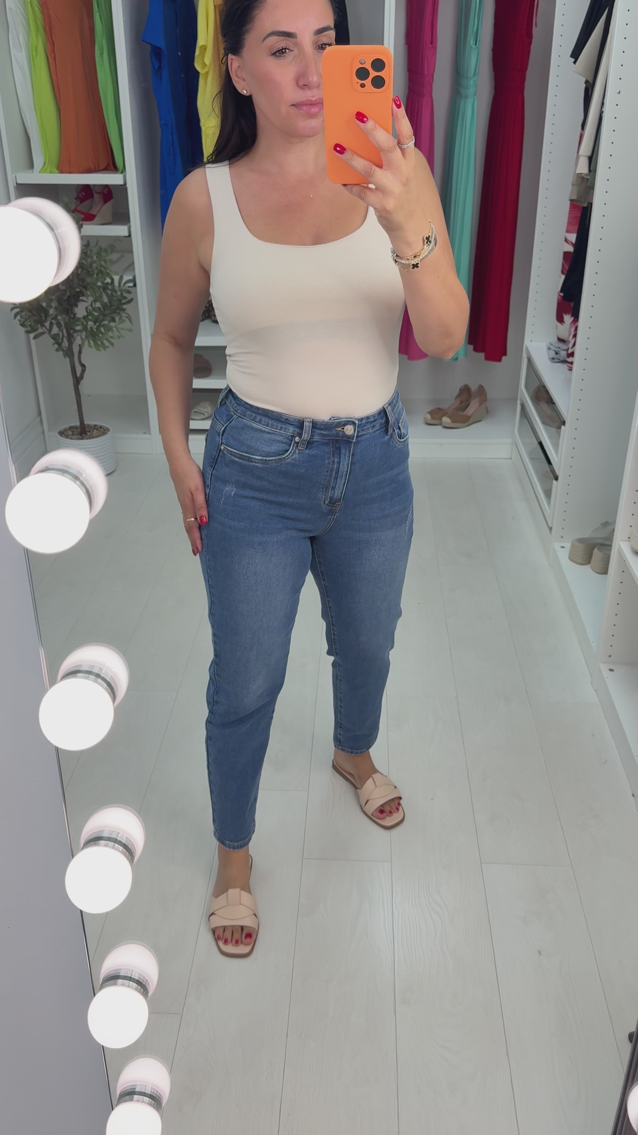 Load video: Kaia Distressed Straight Leg Jeans