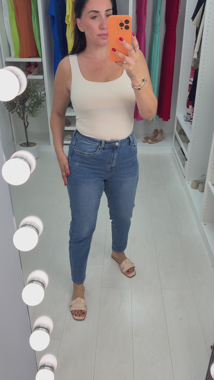 Kaia Distressed Straight Leg Jeans