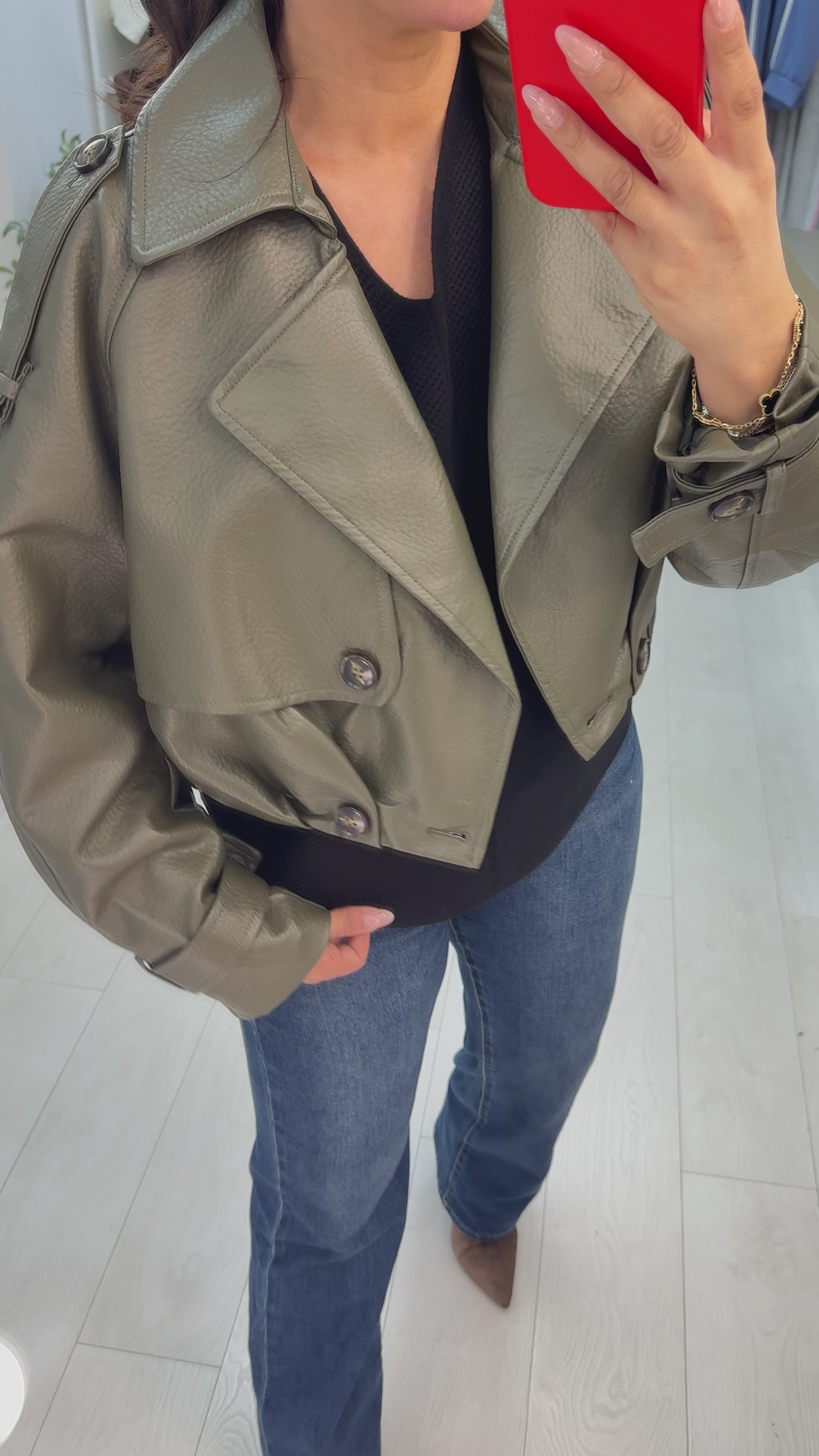 Yavanna Cropped Faux Leather Jacket