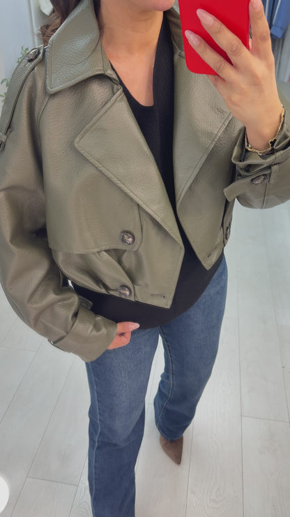 Yavanna Cropped Faux Leather Jacket
