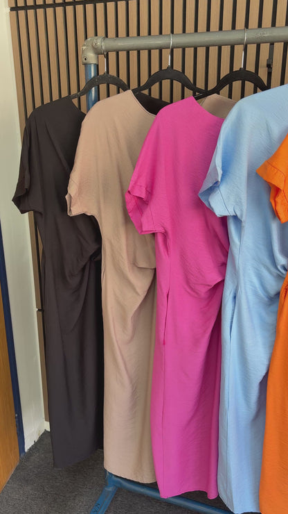 Wilde Plain Tie Side Midi Dress