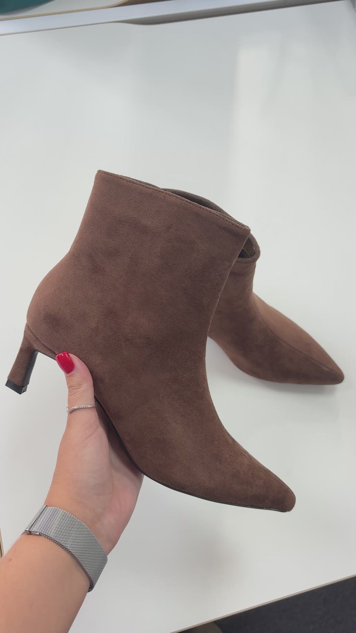 Load video: Tillie Faux Suede  Pointed Heeled Boots