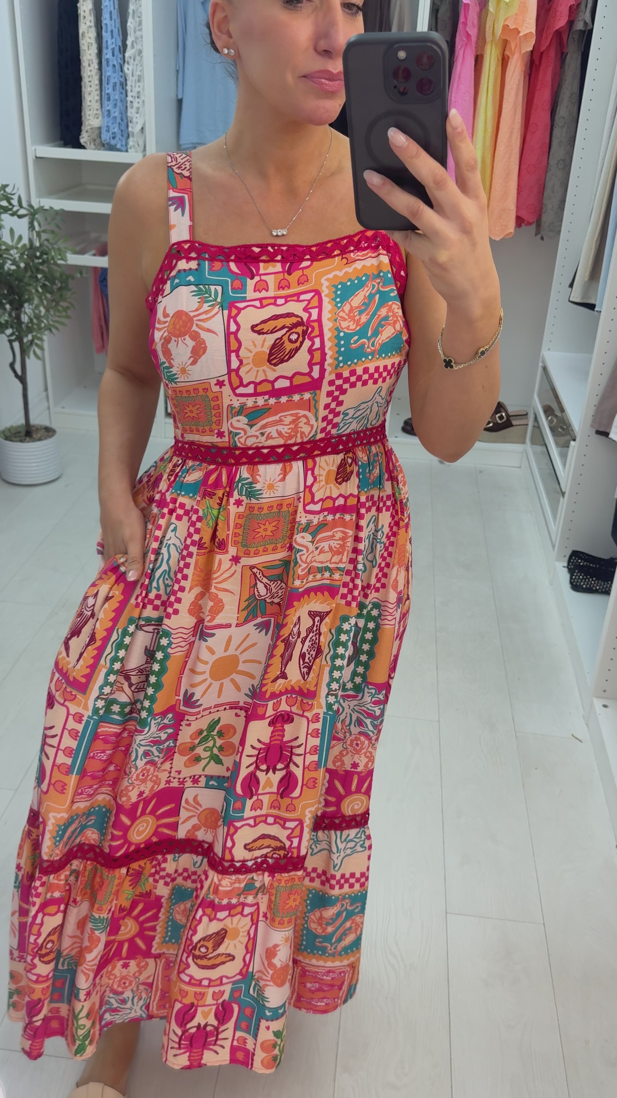 Load video: Abia Abstract Print Loose Fit Maxi Dress